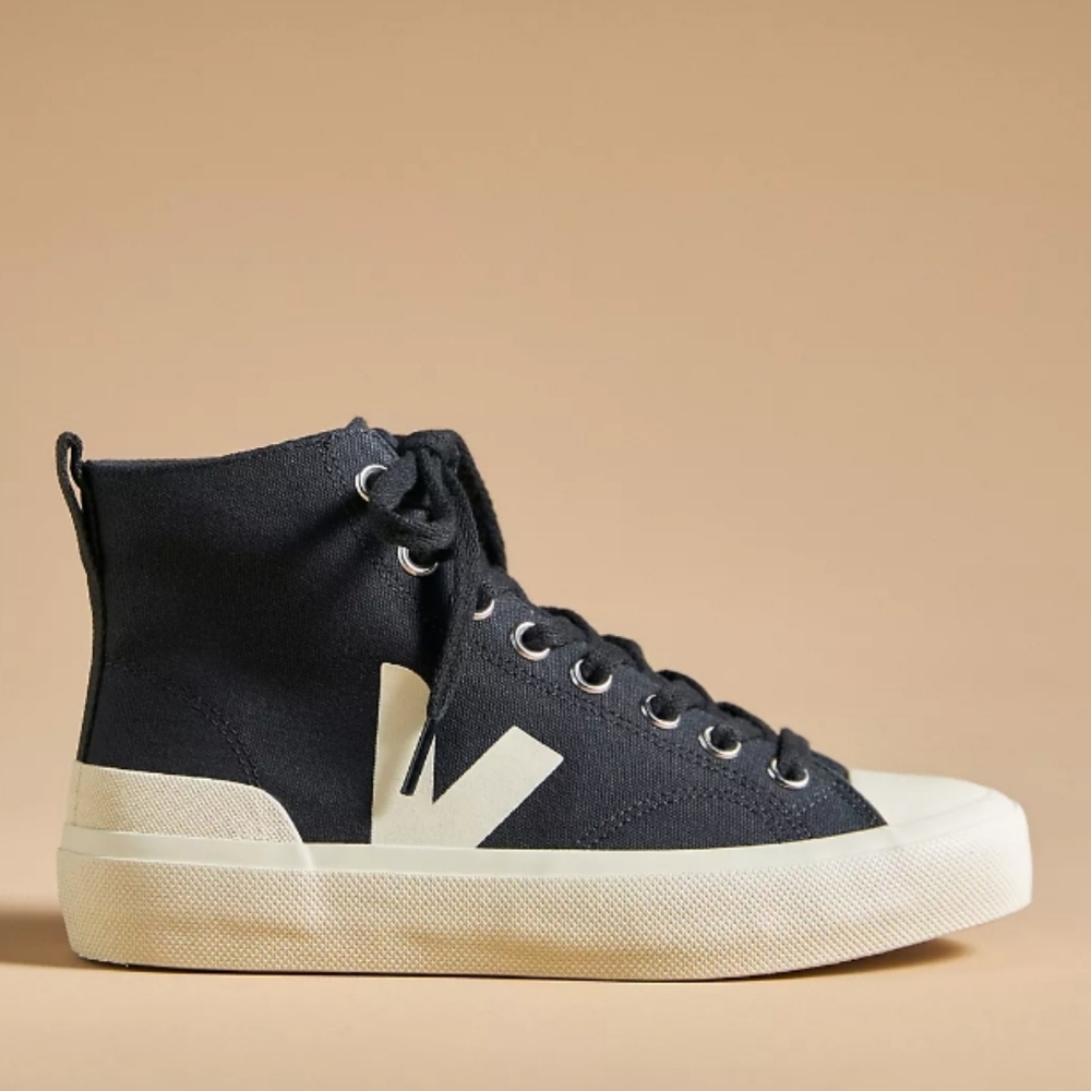 Veja High Top Sneakers Black and White Size 7